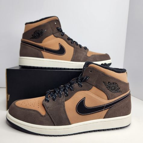 Side profile of the Air Jordan 1 "Dark Chocolate," highlighting its deep brown overlays, Nike Swoosh, and iconic Wings logo.