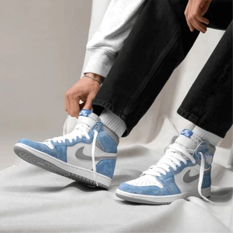 Air Jordan 1 "Hyper Royal" worn on feet, emphasizing its vintage-inspired aesthetic, premium craftsmanship, and everyday versatility.
