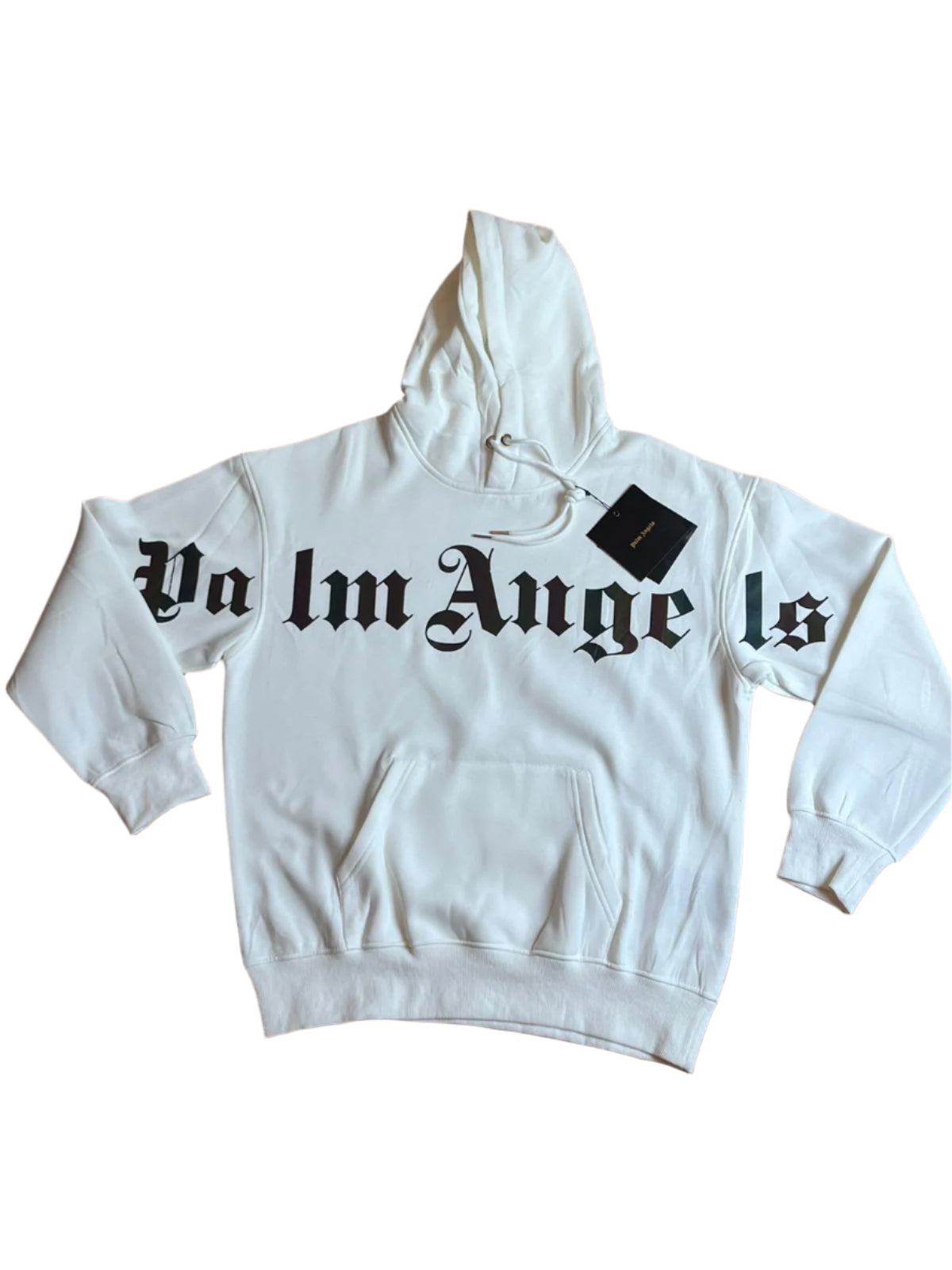 Palm Angels Iridescent Logo - White Hoodie