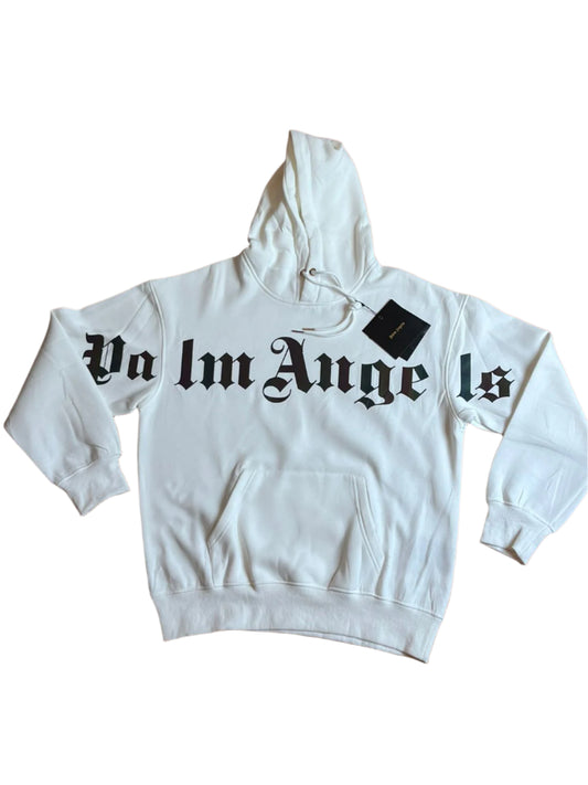 Palm Angels Iridescent Logo - White Hoodie